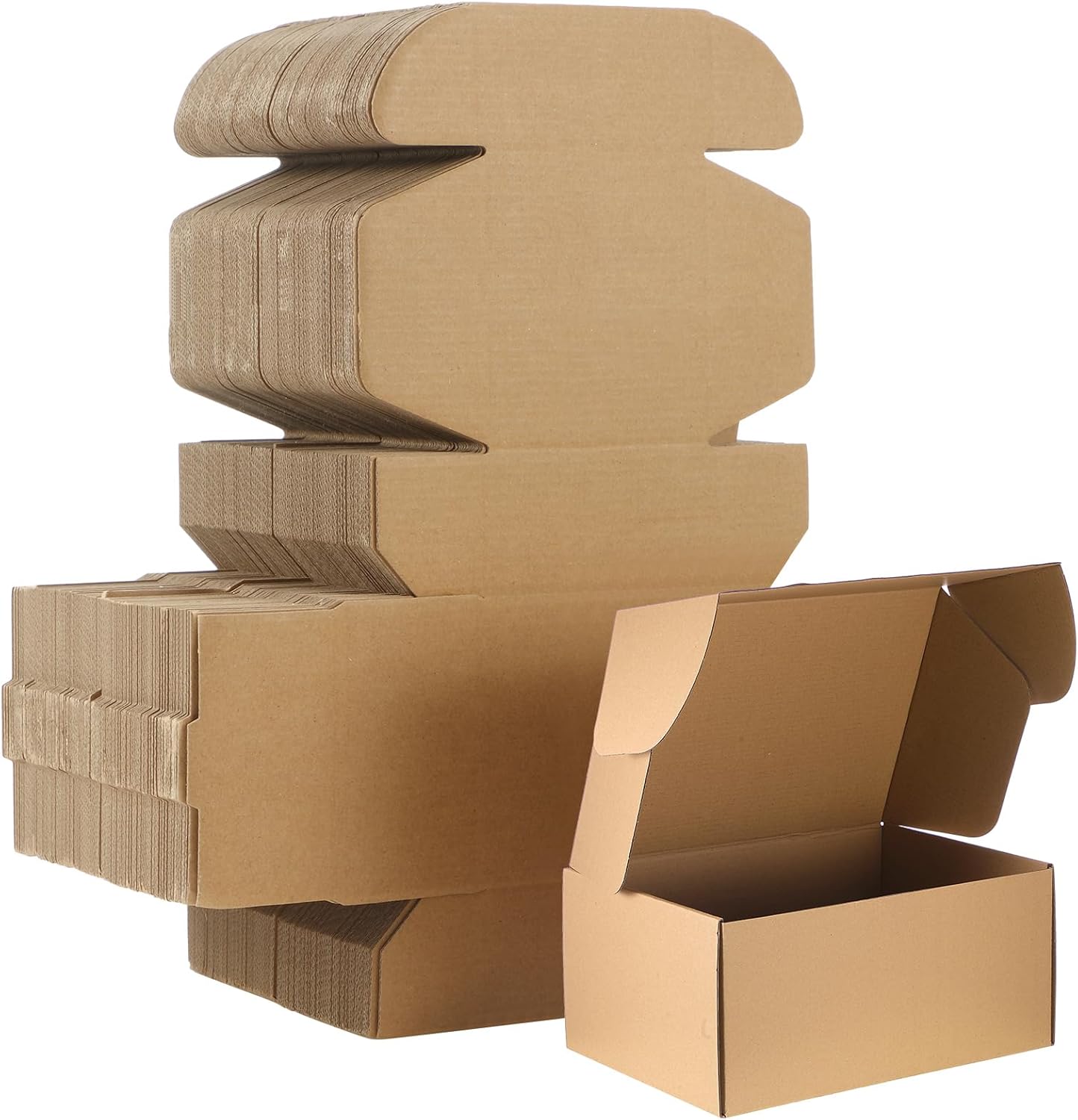Qilery 100 Pcs Shipping Boxes Cardboard Gift Corrugated Cardboard Brown Boxes Mailer Packaging for Mailing Small Business Present (6 x 4 x 2 Inch)