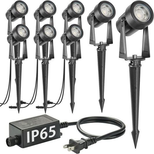 SUNTHIN Outdoor Landscape Lighting, 8 Pack LED Spot Lights Kit for Garden, Yard, House, Lawn, Tree, Flags, Fence Use, Warm White, IP65 Waterproof