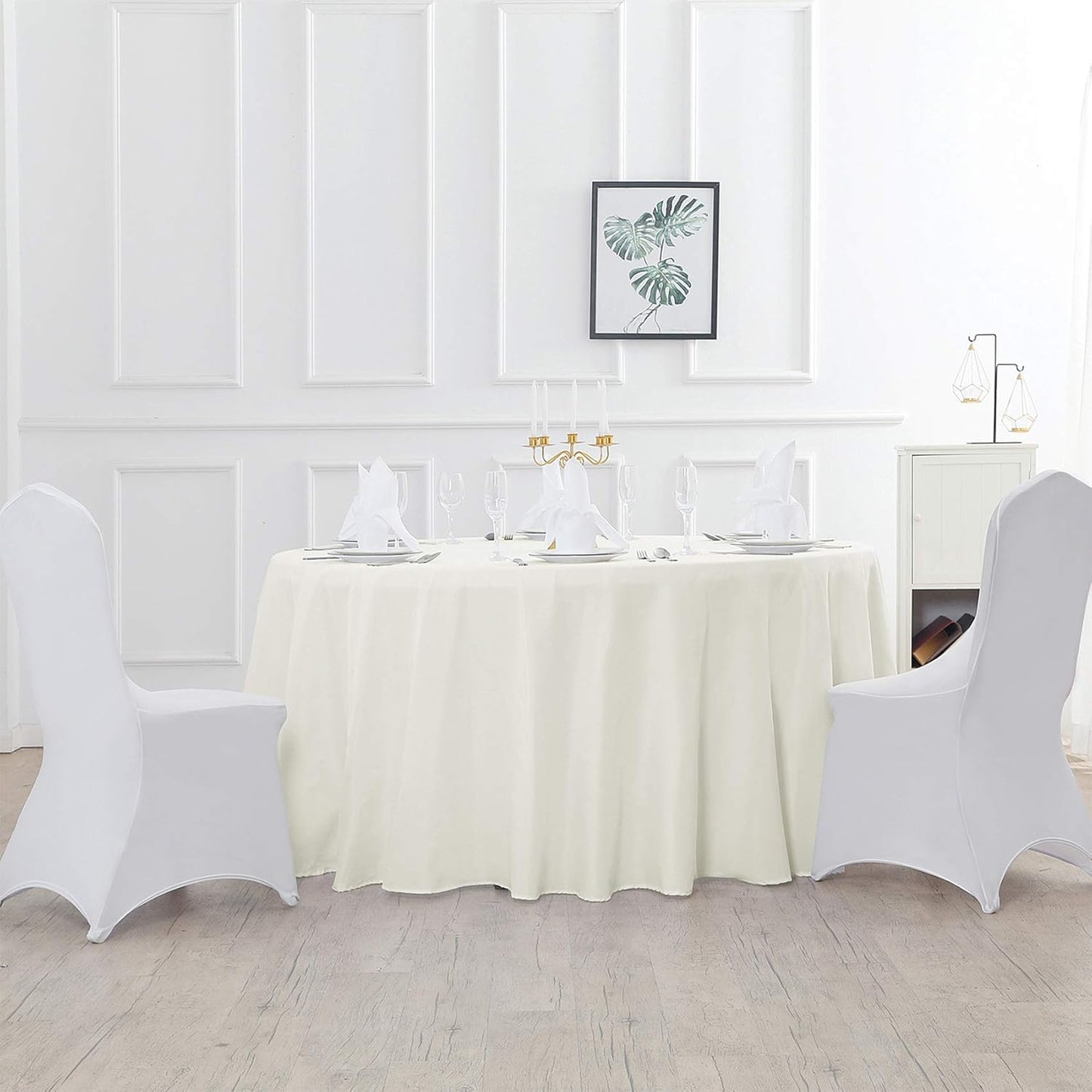 60 inch Round Tablecloth Washable Polyester Table Cloth Decorative Table Cover for Wedding Party Dining Banquet（60 inch,Ivory）