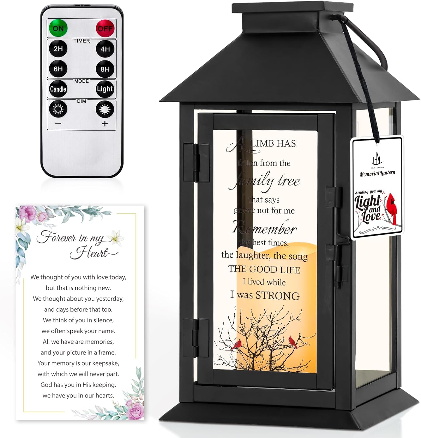 Memorial Lantern Bereavement Gifts in Memory of Loved One Remembrance Sympathy Gifts for Loss of Mother or Father with LED Candle and Remote