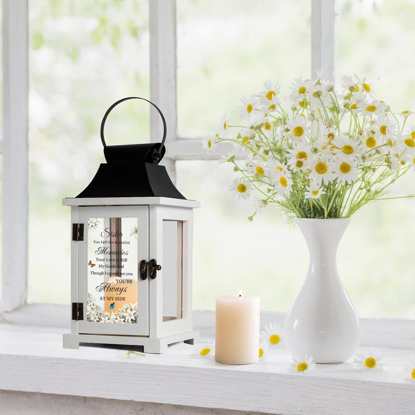 Memorial Lantern Bereavement Sympathy Gifts in Memory of Loved One Memorial Gifts for Loss of Sister Remembrance Gifts for Loss of Sister with LED Candle