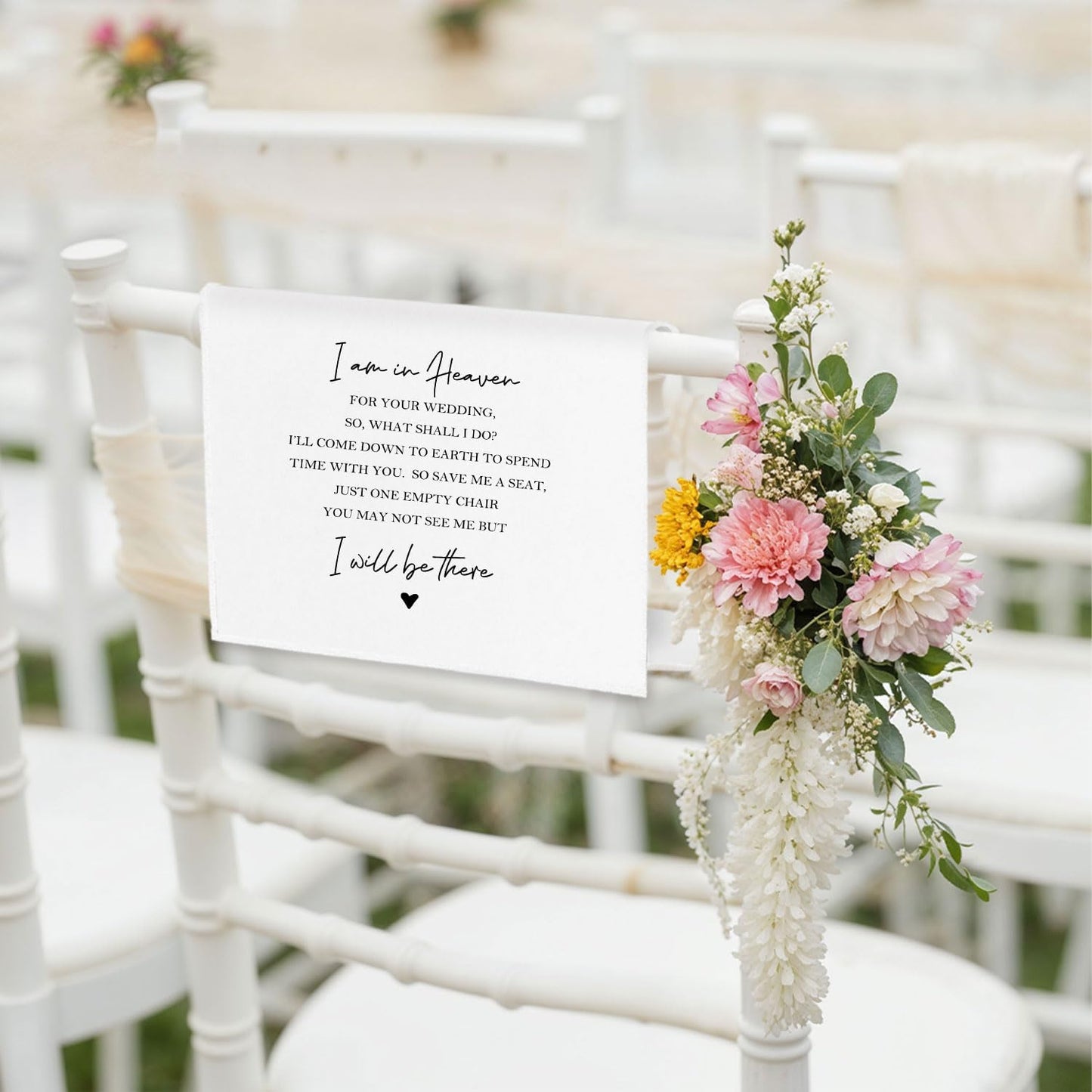 In Loving Memory Wedding Sign, I Am in Heaven for Your Reserved Chair Sign Pew Cloths Seating Placeholder, Wedding Decorations for Reception Celebrations Event (1 Pc)