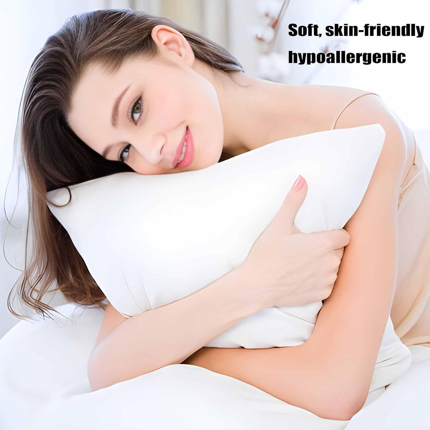 Medium Support Bed Pillows Standard Size Set of 4 Pack for Sleeping 20"x26", Hypoallergenic Skin Friendly Down Alternative Filling for Side Stomach Back Sleeper Machine Washable