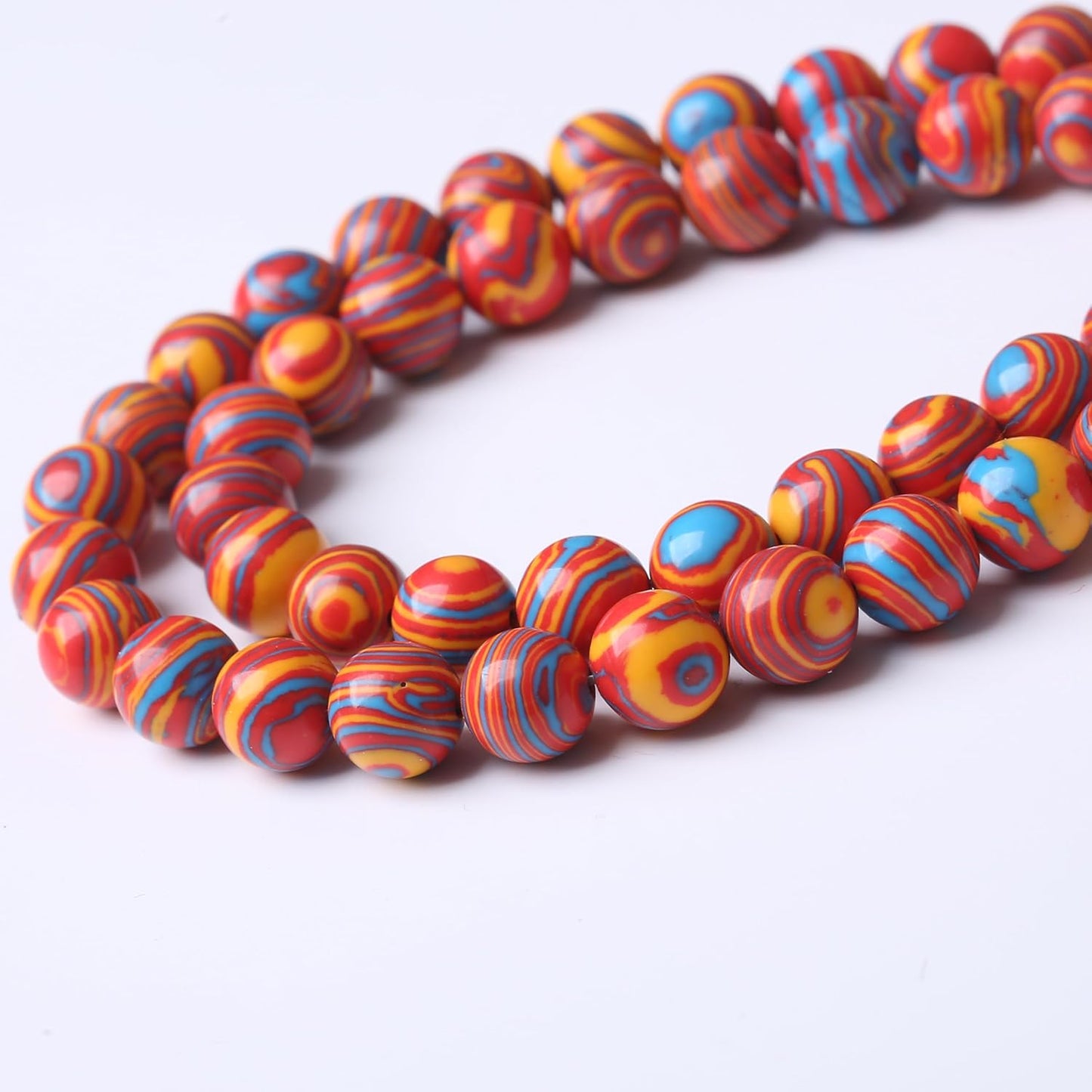 Red Yellow Blue Peacock Turquoise Stone Beads Gemstone Round Crystal Energy Jade Beads Stone Beads for Jewelry Making DIY Bracelet Necklace Jewelry Making 1 Strand 15.5inch 35PCS 10MM