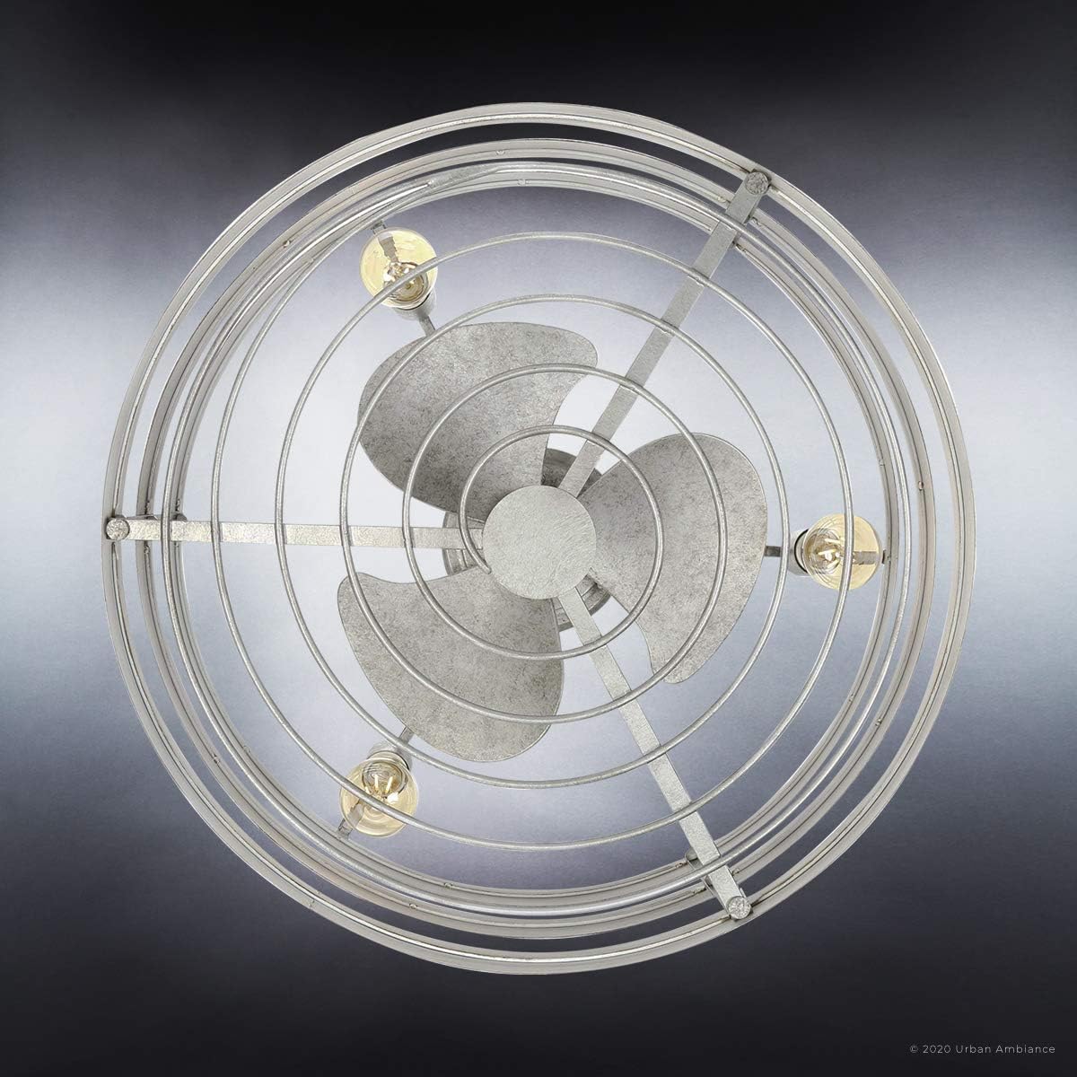 Urban Ambiance Luxury Modern Farmhouse Indoor Ceiling Fan, Small Size: 18.1" H x 23.5" W, with Modern Style Elements, Galvanized Steel Finish, UHP9030 from the Adelaide Collection