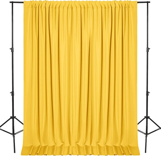 DWCN 10x7 FT Backdrop Curtains for Parties, Photography Backdrop Drapes with Rod Pockets for Wedding Decorations Stage Birthday Family Gatherings, 2 Panels 5ft x 7ft, Yellow