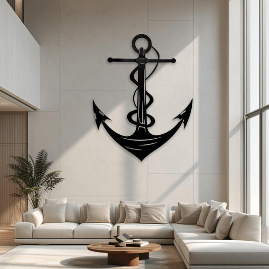 XXQ Anchor Metal Wall Decor - Antique Anchor Wall Art for Bedroom & Living Room - Farmhouse Decor (Black, 20" x 30")