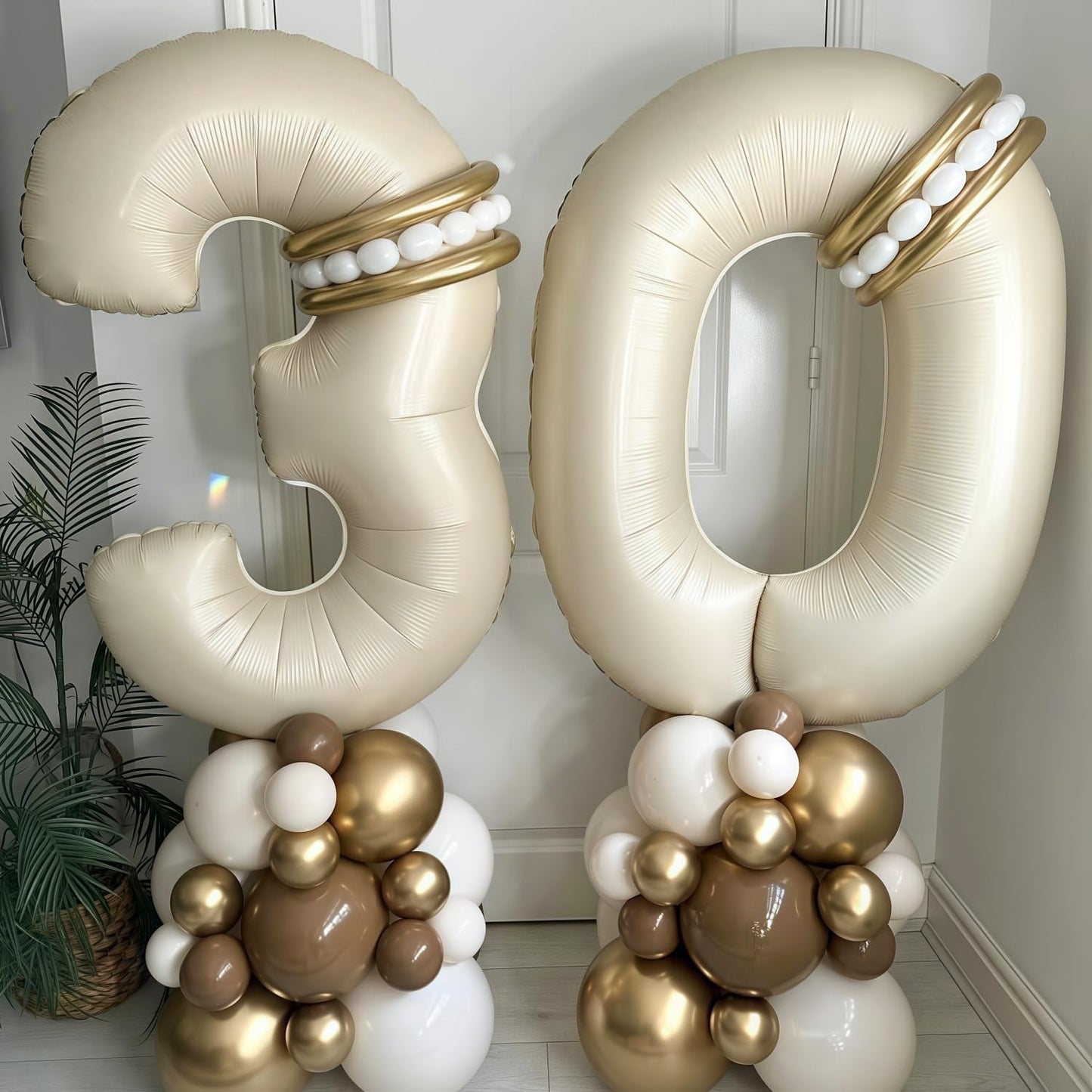 Cream 8 Balloon Number 40 Inch Cream White Number 8 Balloon Helium Mylar 8 Balloon for Birthday Party Decoration