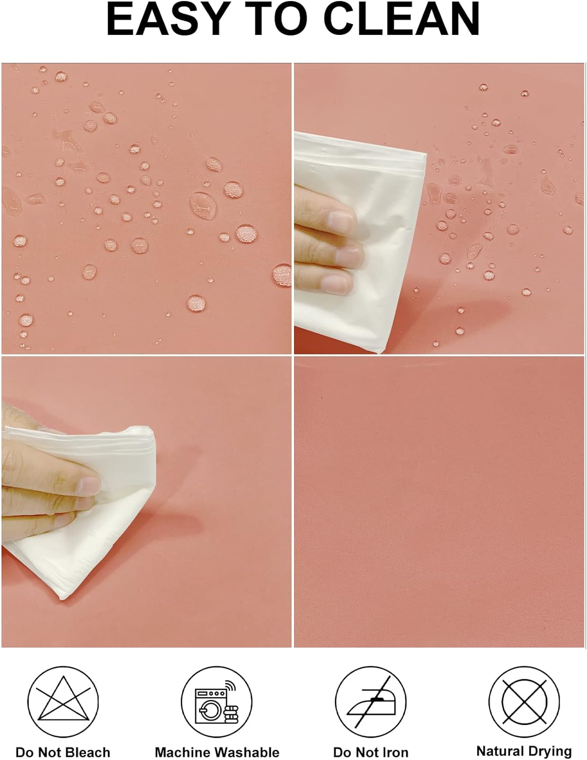 Fokitut 2 Pack Waterproof Round Tablecloth, 108 Inch, Stain Resistant and Wrinkle Polyester Table Cloth, Fabric Table Cover for Kitchen Dining, Wedding, Party, Holiday Dinner-Dusty Pink