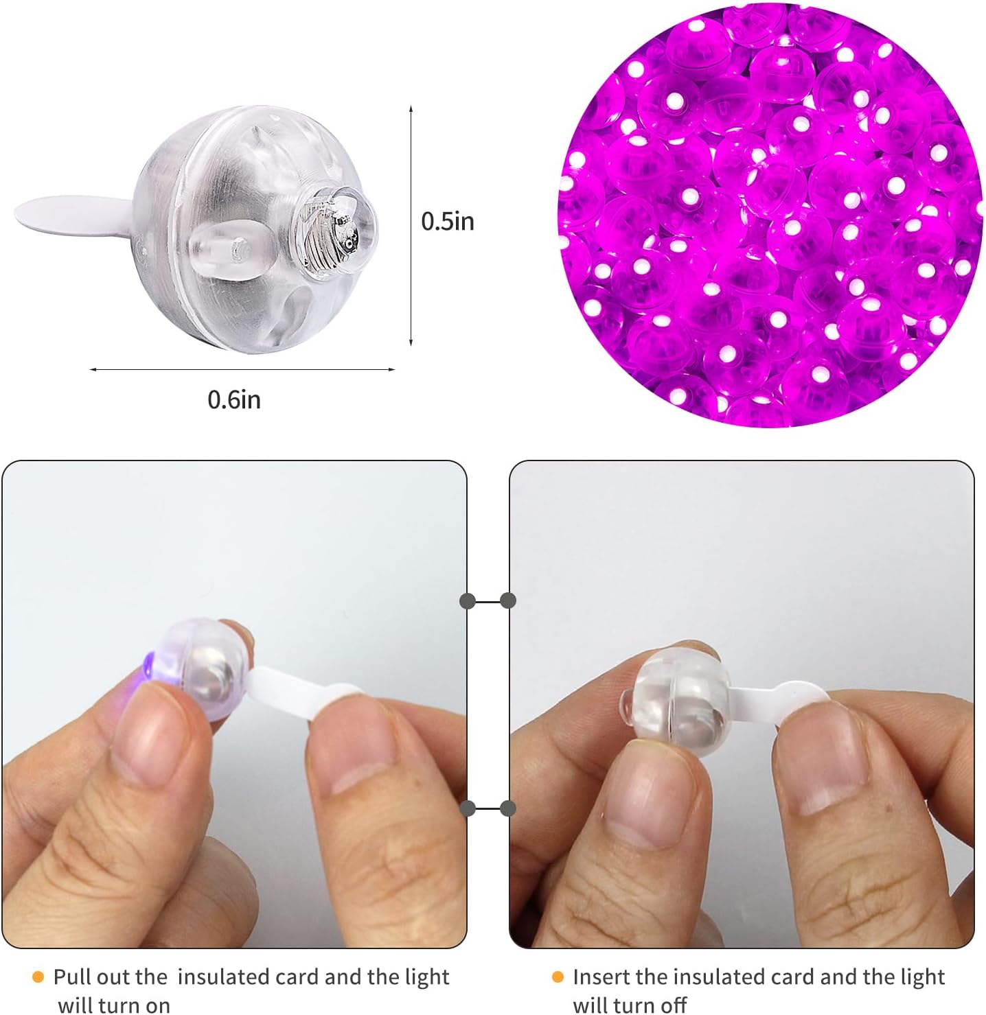 Aogist 50Pcs Balloon Lights with Hook,Long Standby Time,Waterproof Mini Light for Birthday Party Wedding Christmas Halloween Easter Decorative(Steady, Pink)