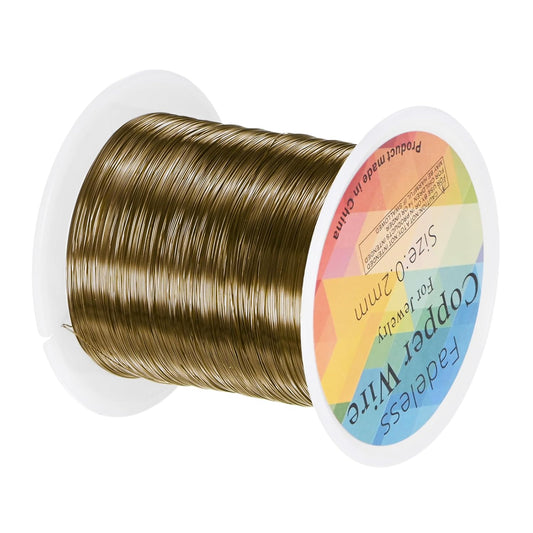 0.2mm Jewelry Wire, 32 Gauge 328FT Craft Wire Copper Beading Wire for Jewelry Making/Planting/Weaving/DIY Crafting, Soft Metal Wires [100M, Bronze Tone]