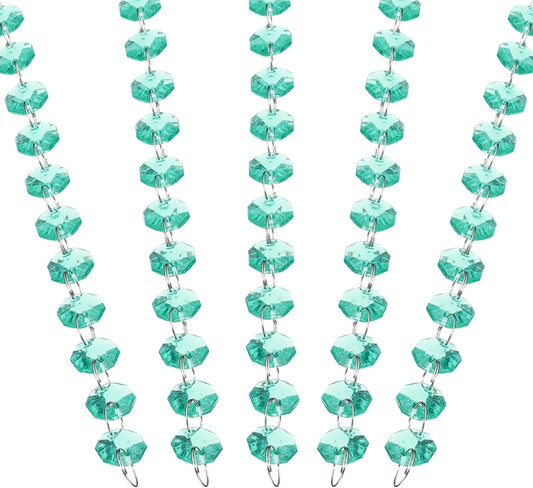 PATIKIL 14 mm Crystal Garland Strands, 32.8 Ft Acrylic Octagon Chandelier Bead Chains String for DIY Craft Wedding Party Home Decorative Jewelry Making, Blue