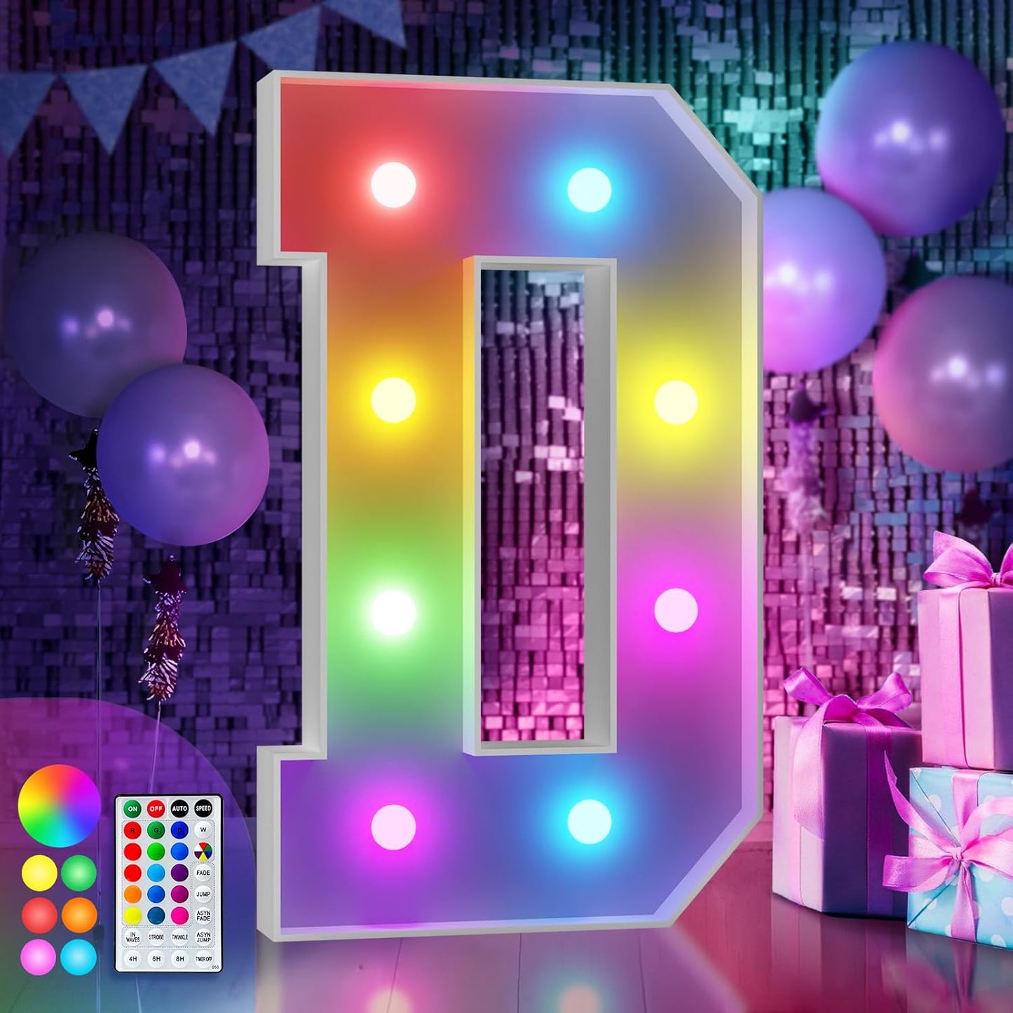 3FT Colorful Marquee Light Up Letters D, 18 Colors Light Up Alphabet Signs with Remote, Marry Me Sign, Large Letter for Birthday Engagement Anniversary Wedding Party Decor