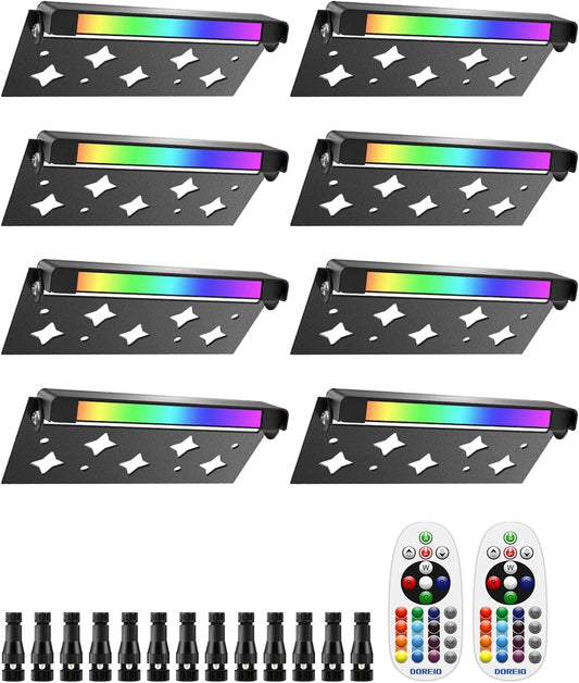 5W RGB Retaining Wall Lights 7 inch LED Hardscape Lighting Color Changing Low Voltage Landscape Paver Lights 12V 24V Step Lights Outdoor IP66 Waterproof Stair Lighting (8 Pack+Connectors)