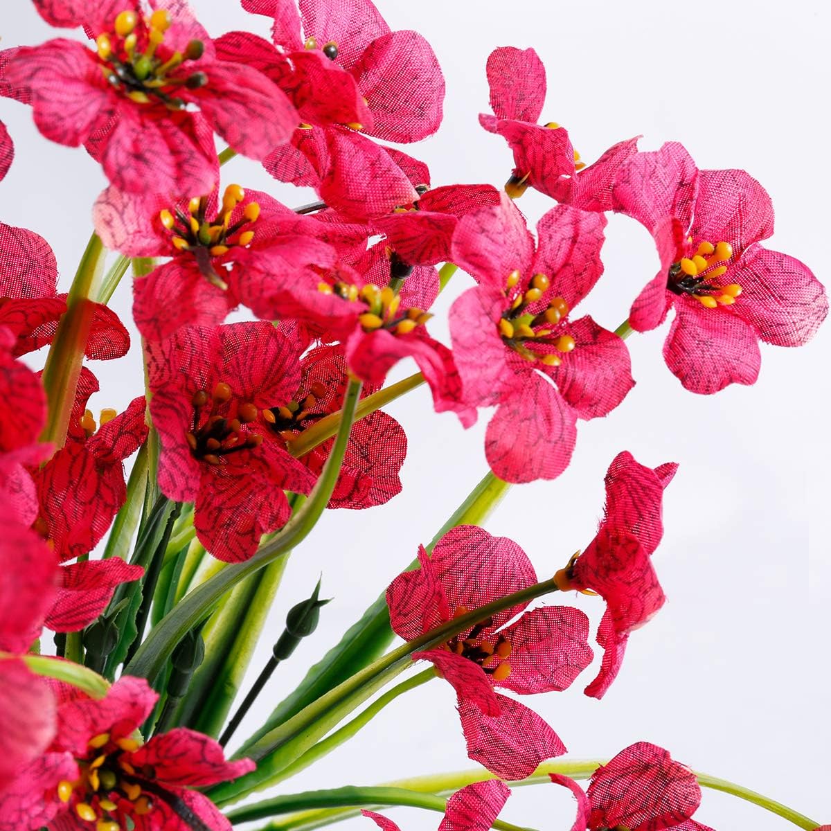 20 Bundles Artificial Flowers Outdoor UV Resistant Fake Flowers No Fade Faux Plastic Plants Garden Porch Window Box Decorating(Rose Red)…
