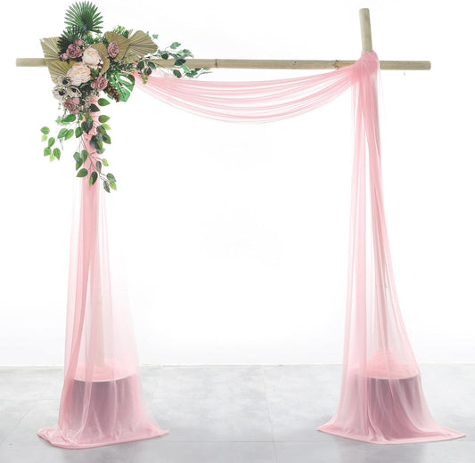 VDS Pack of 1 Panel (30 Inch X 100 Feet) Wedding Arch Draping Fabric Sheer Chiffon Fabric Drapery for Wedding Ceremony Reception Swag Backdrop Canopy Chuppah ARBO Altars Decoration (Blush Pink)