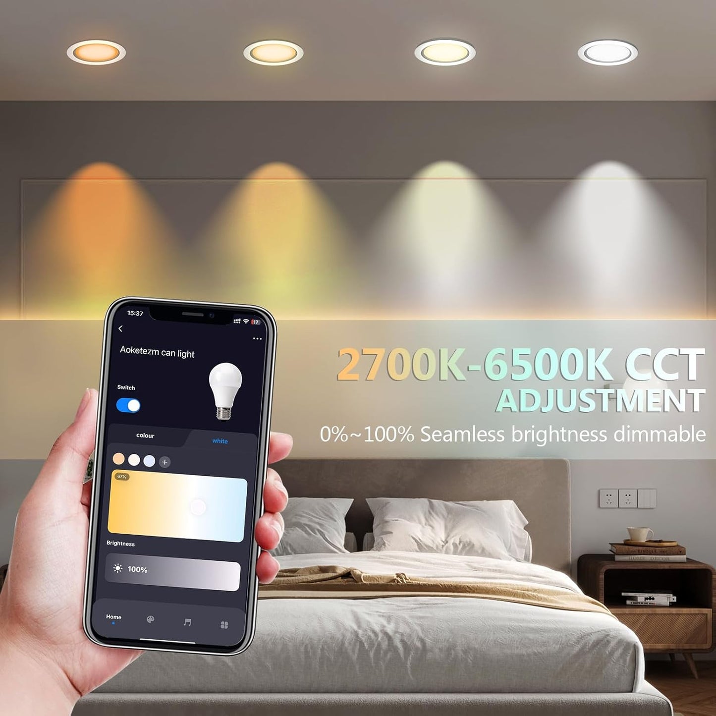6 inch Smart LED Can Lights Retrofit Recessed Lighting, RGB Color Changing WiFi&Bluetooth Downlight,13W 1050LM Bluetooth Shower Downlight, Compatible with Alexa,Google Home and Siri,6 Pack