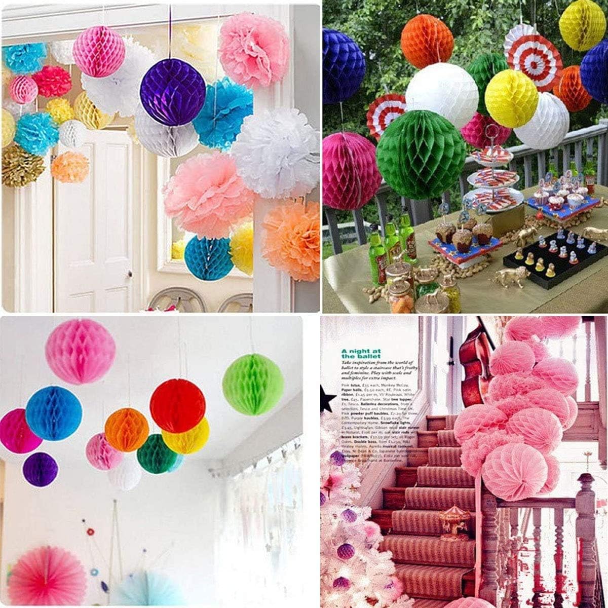 8pc Honeycomb Balls Party Decorations 8'' 10'' Tissue Paper Pom Poms Flower Balls Hanging Paper Honeycomb Balls for Party Baby Shower Birthday Wedding Nursery Wall Decor(8'' 10'' Royal Blue)