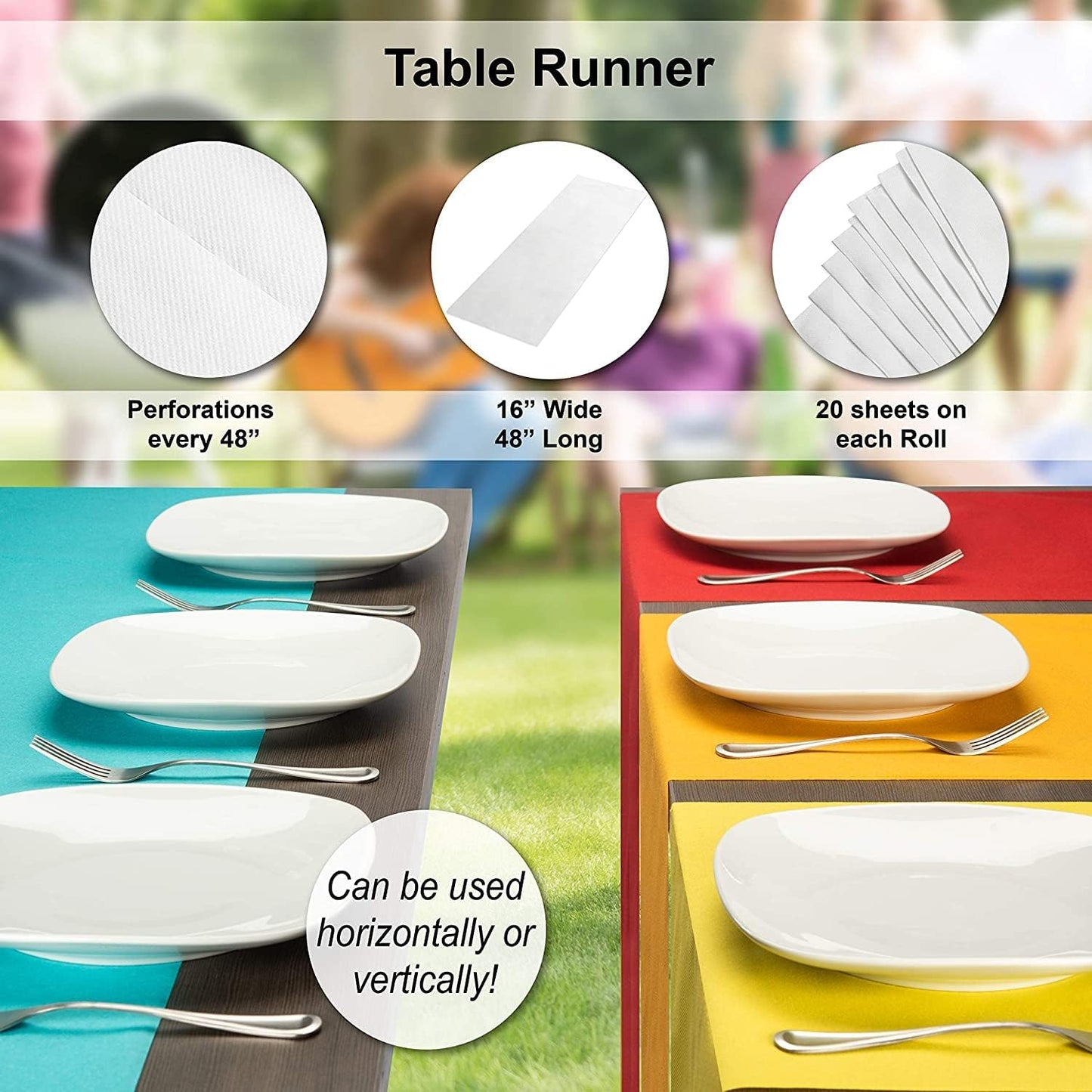 American Homestead Paper Table Runner Roll - 78 ft. Disposable Linen-Like Table Cover Roll - 20 Perforated Table Runners (16" x 48") for Parties, Weddings, and Events - Light Brown
