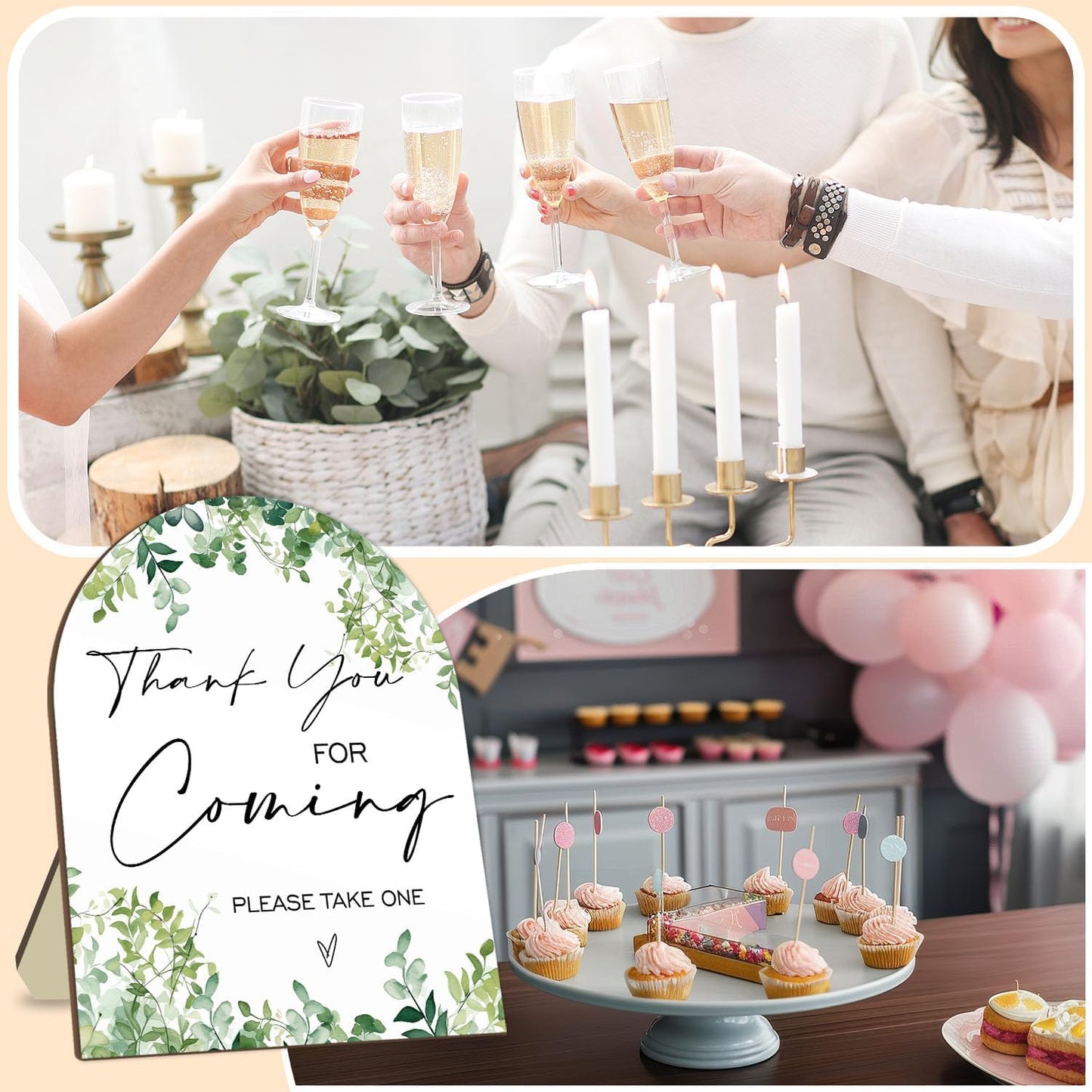 Thank You for Coming Please Take One Sign, Eucalyptus Leaf Decoration Wedding Shower Sign for Guests, Bridal Shower Welcome Sign, Baby Shower Birthday Party Decor Supplies 9 * 11IN