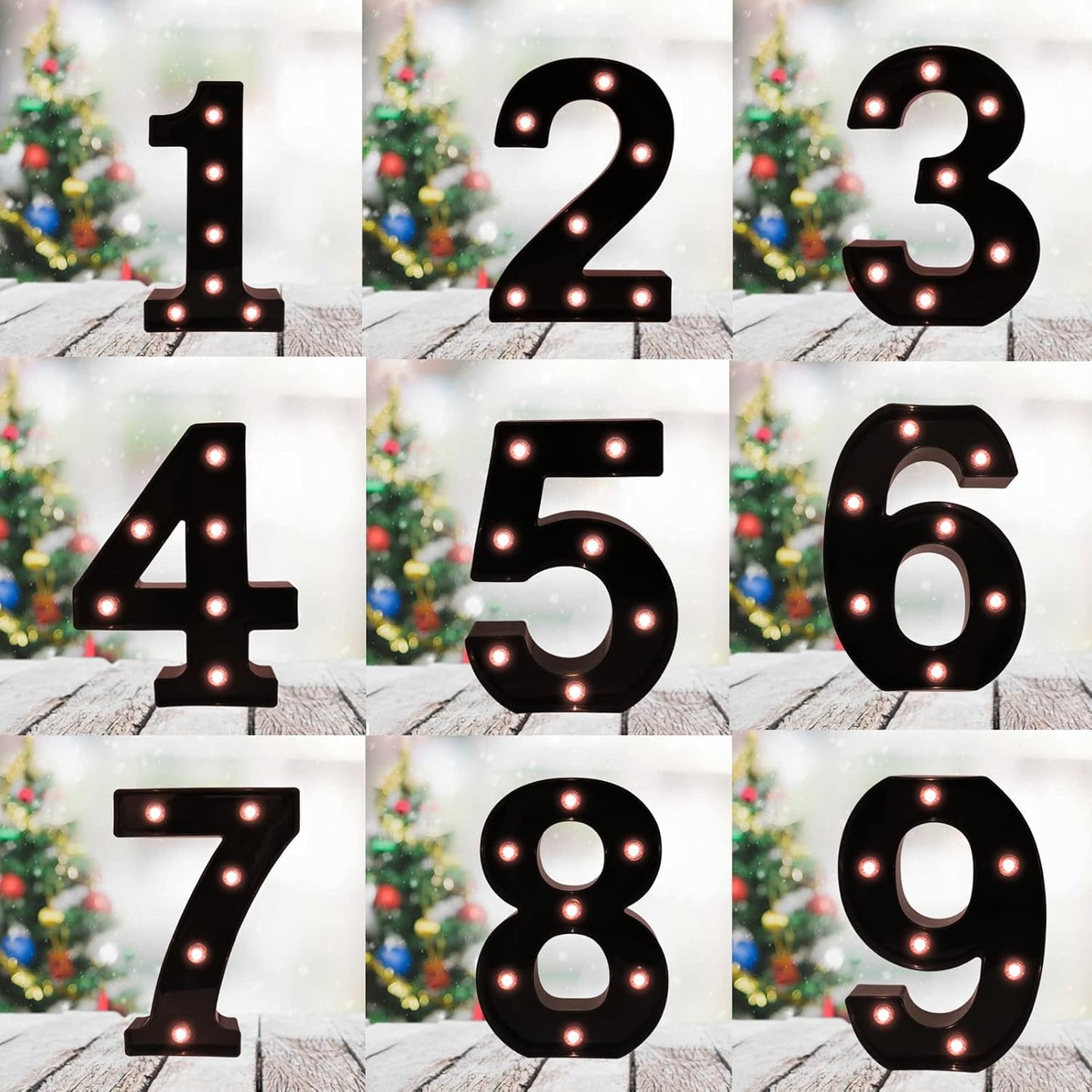 OYCBUZO Light Up Black Alphabet Marquee Number Sign LED Marquee Number Lights Sign for Night Light Home Bar Christmas Lamp Birthday Party Wedding Decoration 9