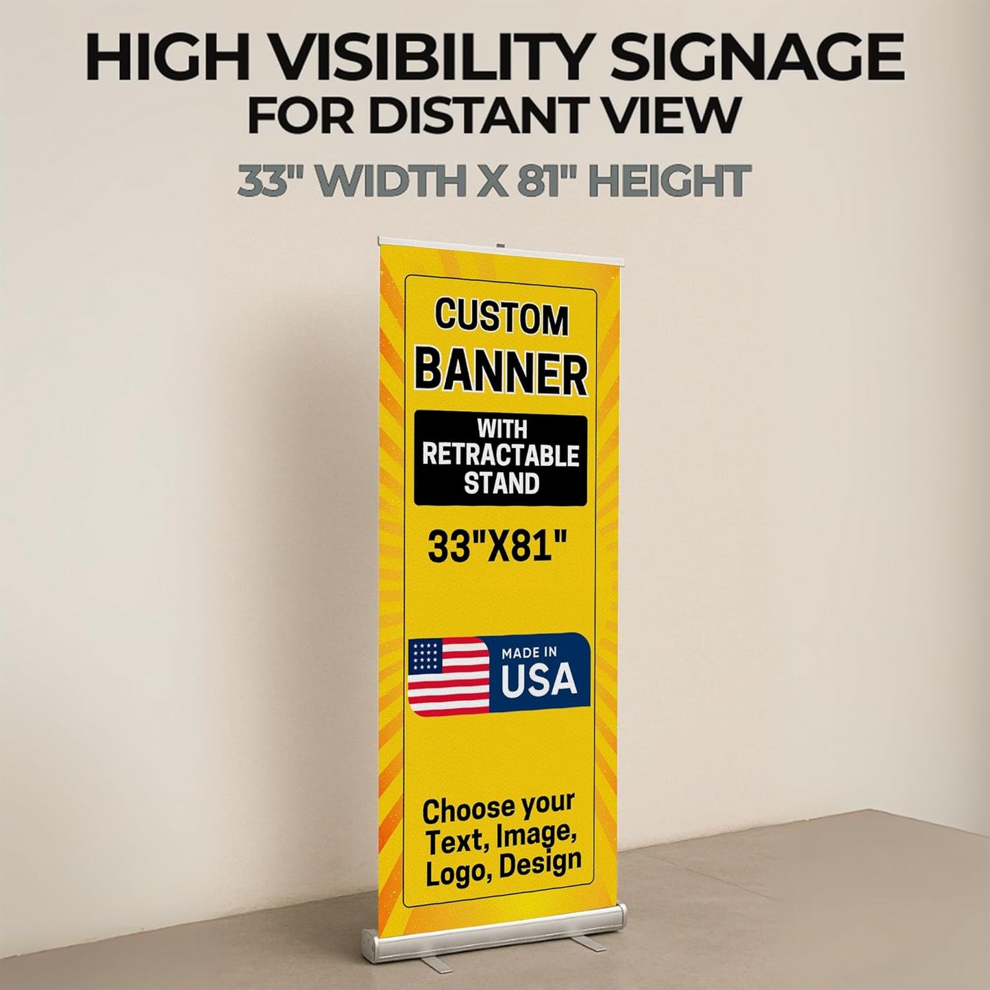 Custom Retractable Banner With Stand By Dreamcontroller(33" X 81") | Personalized Roll Up Banner For Advertising, Stores, Trade Show, Events, Birthday & Party | Made In Usa | Hd Print