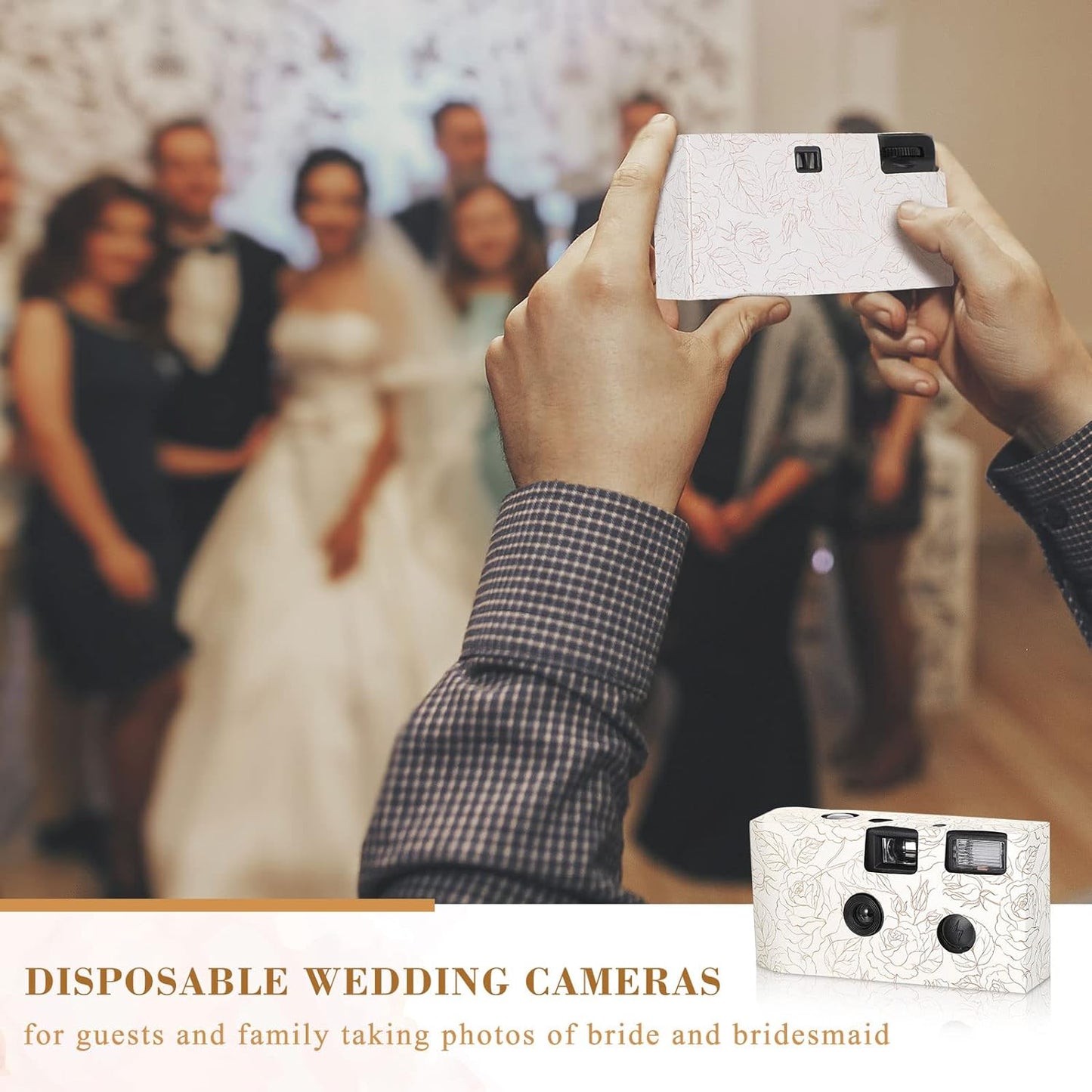Zhengmy 4 Pack Disposable Camera for Wedding,34mm Single Use Camera with Flash One Time for Gathering Wedding Anniversary Travel Party Supply(Fresh Style, Black White Film)