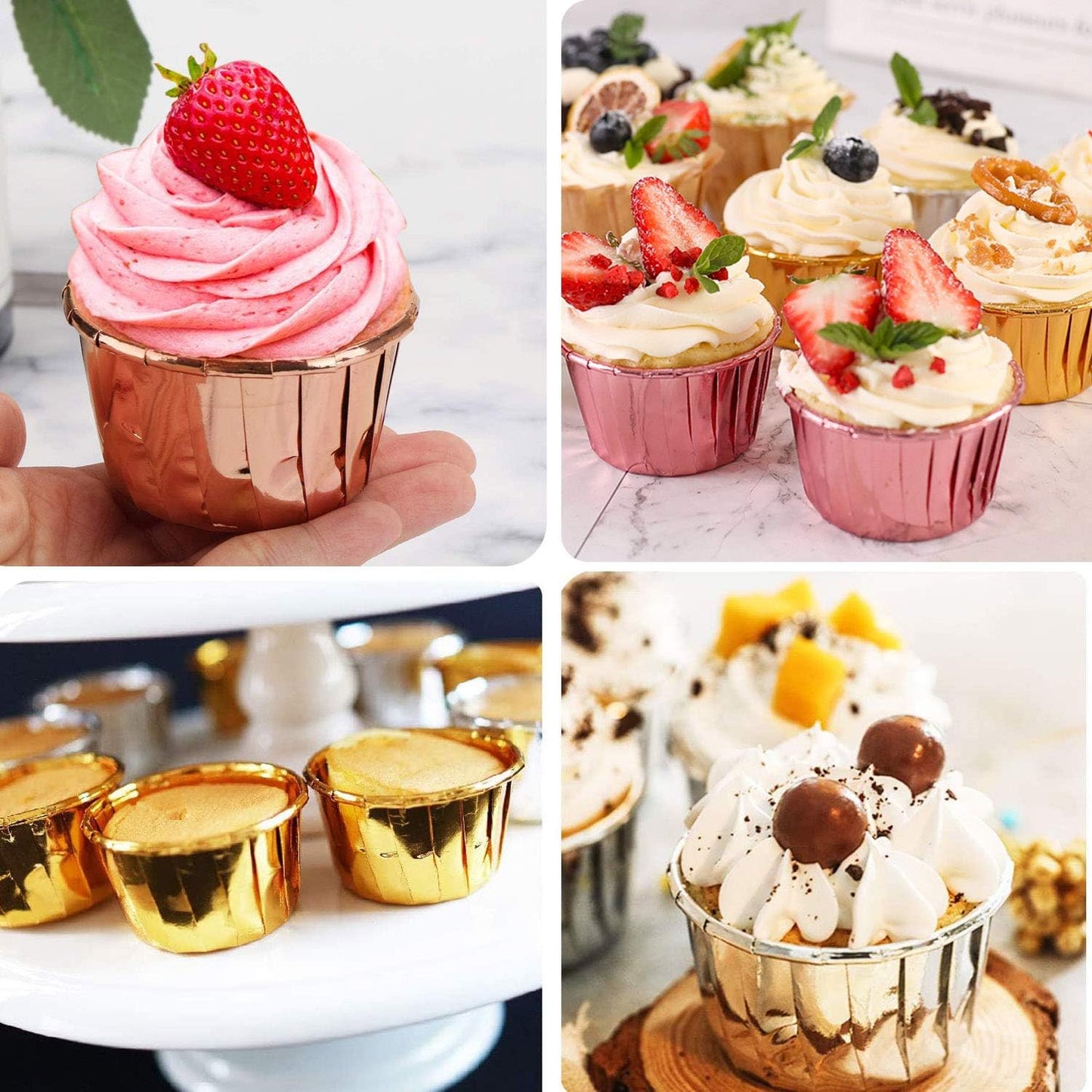 Foil Cupcake Liners with Lids 100Pack,Free-Air 3.5Oz Foil Baking Cups Mini Muffin Liners,Disposable Muffin Tins Muffin Cups,Sturdy Baking Tins Cupcake Wrappers for Individual Bakery,with Spoons-Silver