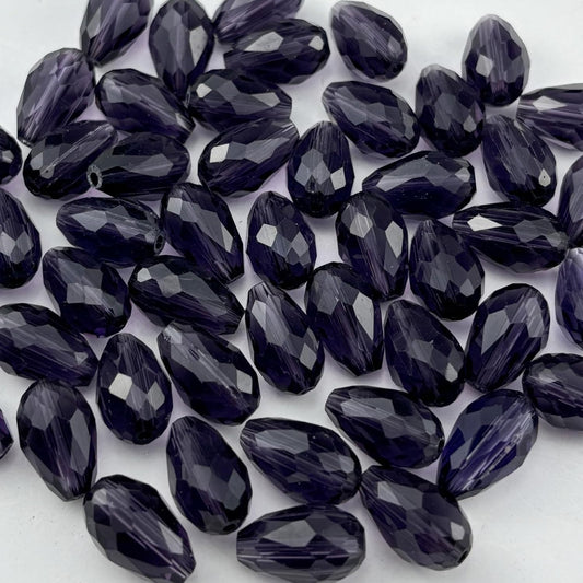 130pcs 6x8mm Teardrop Crystal Glass Beads for Jewelry Making, Faceted Vertical Hole Teardrop Glass Spacer Beads for Wind Chimes Bracelet Earring Necklace DIY Craft(Violet)