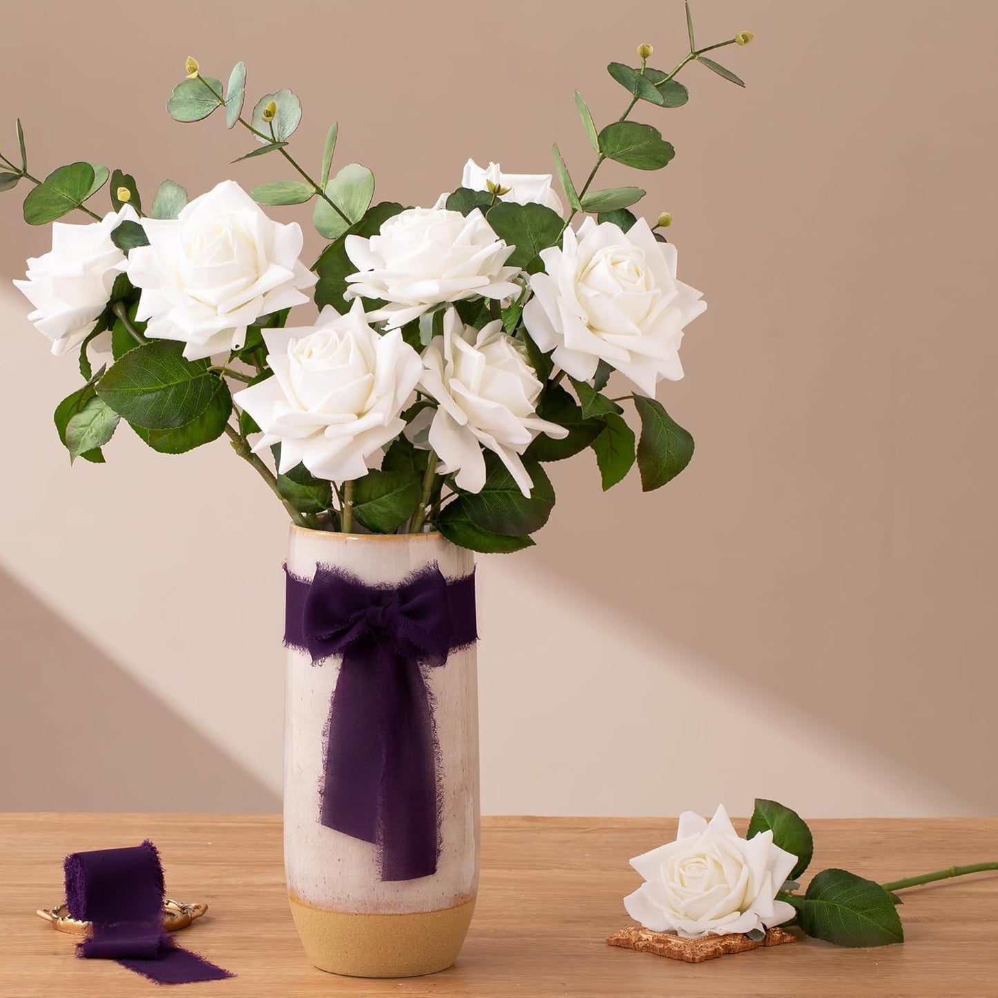 DORIS HOME Plum Chiffon Ribbon for Flower Bouquet, 2" x21Yd Fabric Ribbon for Gift Wrapping, Handmade Frayed Ribbon for Wedding, Chiffon Silk Ribbon for Christmas Decorations