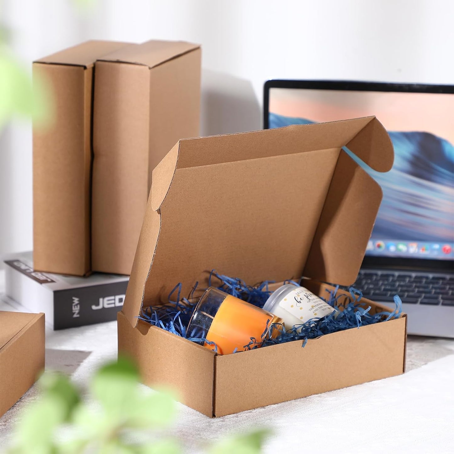 Qilery 200 Pcs Shipping Boxes Cardboard Gift Corrugated Cardboard Brown Boxes Mailer Packaging for Mailing Small Business Present (9 x 6 x 2 Inch)