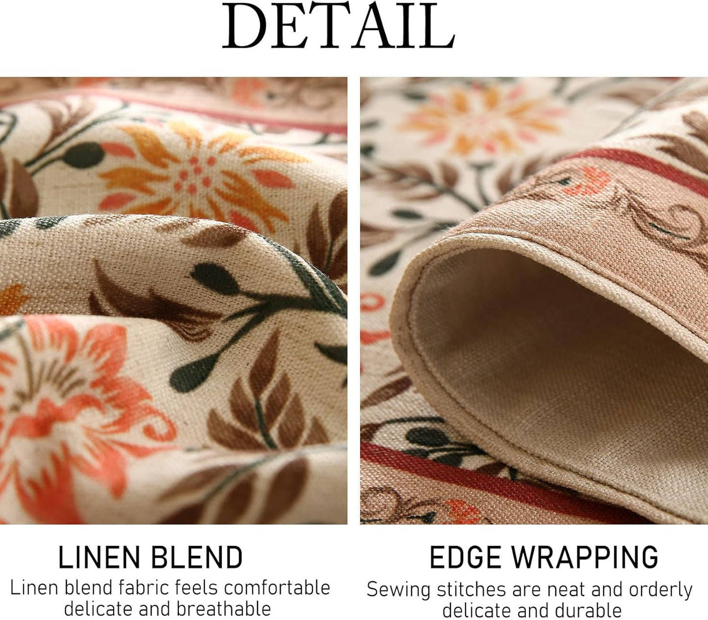 ISAENNE Designer French Elegant Linen Table Runner 87 Inches Long,Farmhouse Lily Pattern Decor Table Runners for Dining Tables,Thanksgiving,Kitchen Tables,Christmas,12"*87"-Aurora A