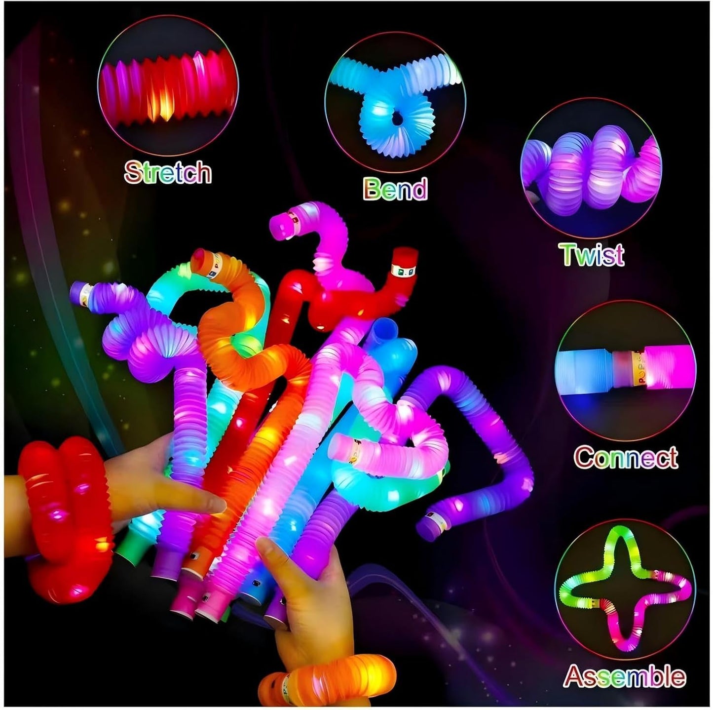 Pink 24 Pack Light Up Party Favors Supplies,Bulk Glow Sticks Bracelet,Necklace Accessories for Kids,Birthday Return Gifts Treats,Easter Basket Goodie Bag Stuffer Fillers for Boys Girls