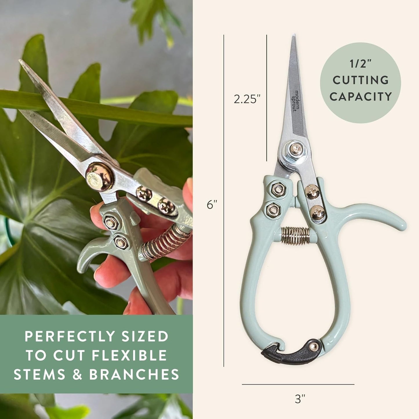Modern Sprout Pruning Shears - Herb Snipping Scissors- Lightweight Gardening Tools W/Easy Lock - Flower Cutter Garden Shears - Carbon Steel Blade + Plastic-Free Reusable Holster (Multicolor, 4 Pcs)