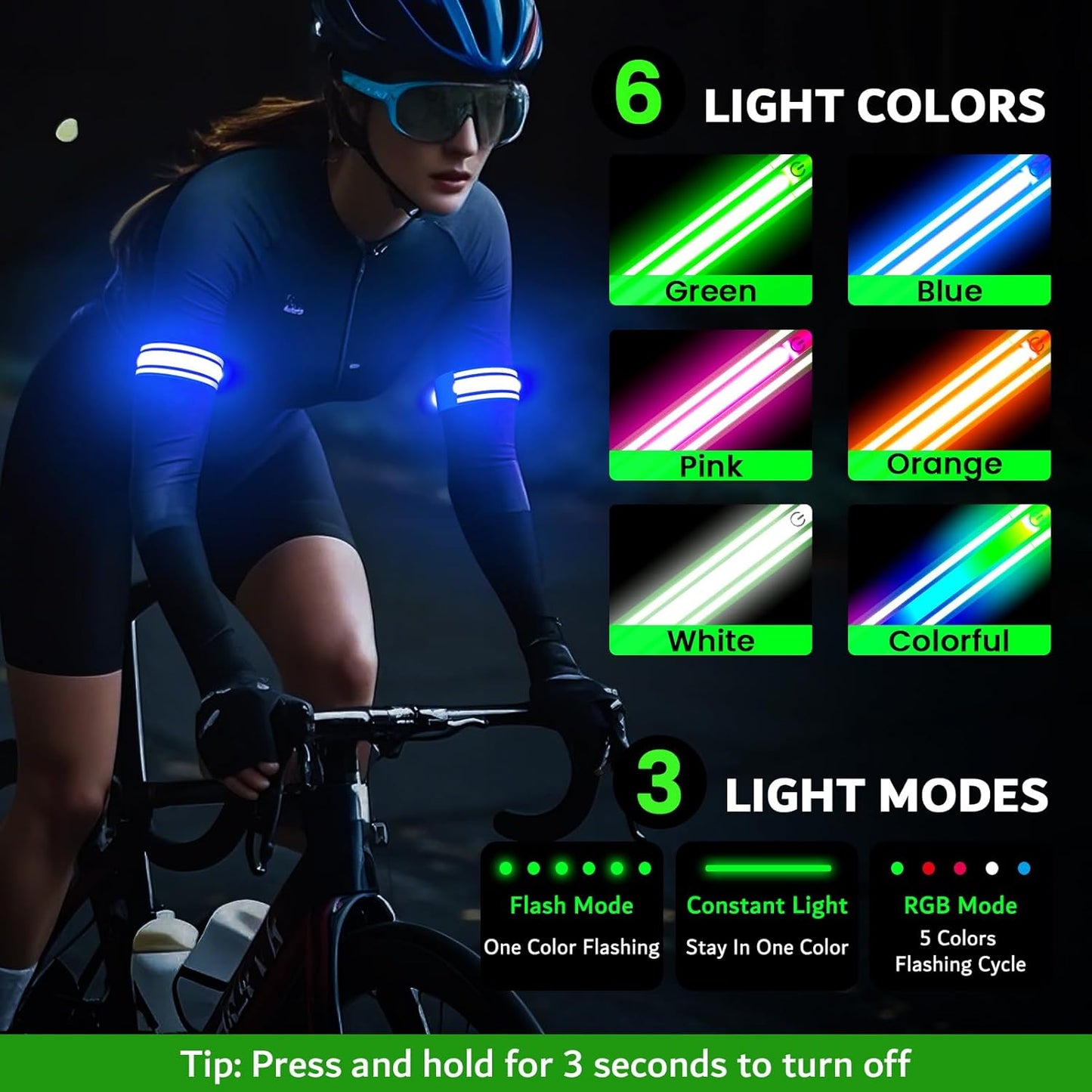 LED Armband for Running(2 Pack),Light Up Arm Bands for Night Walking Running,Rechargeable Lights for Runners,High Visibility Reflective Running Gear Adjustable Light Up Wristbands
