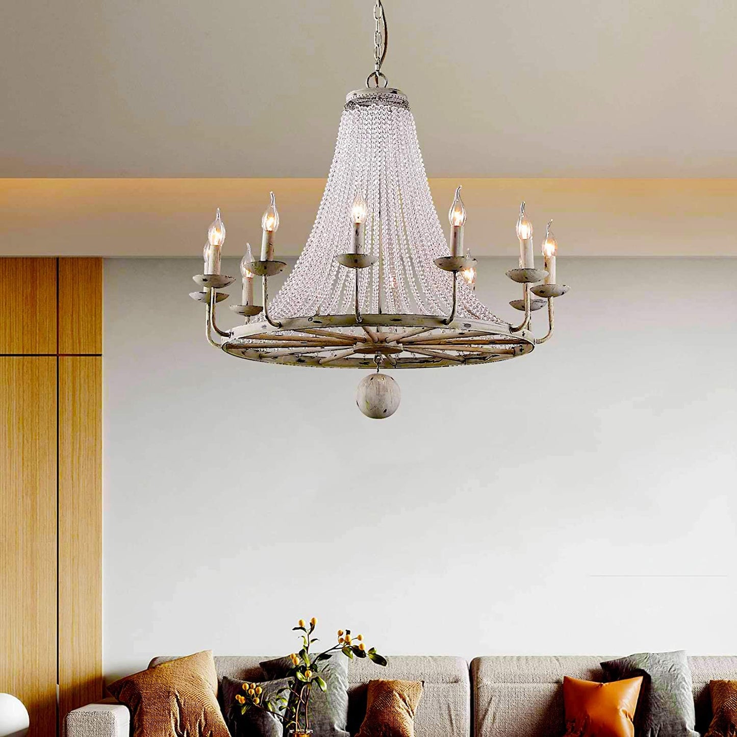 99ft Acrylic Crystal Garland Strands - Hanging Chandelier Gem Bead Chain - 14mm Clear Octagon Prism Diamond String Decorations for Wedding Party Manzanita Centerpiece Christmas Tree