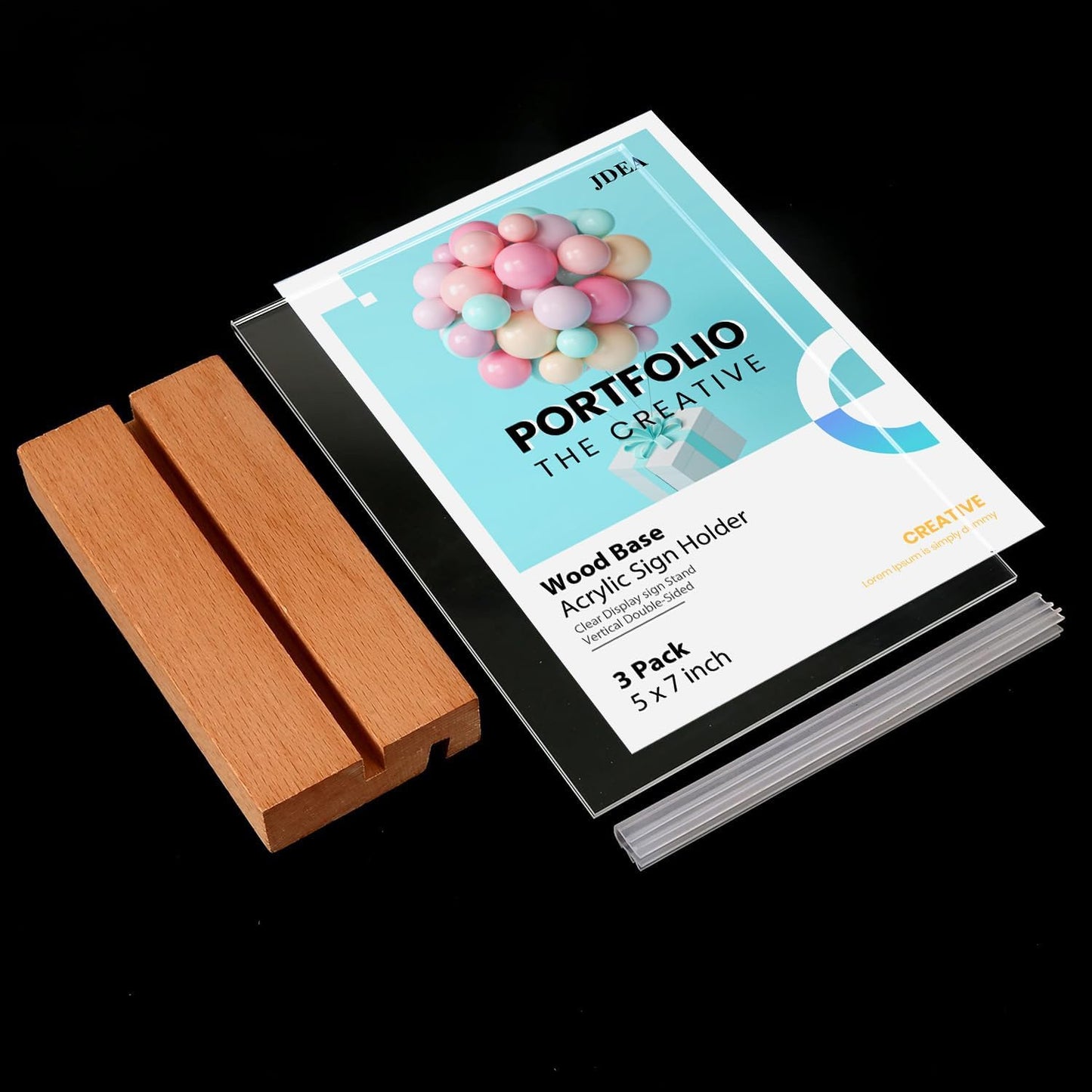 Acrylic Sign Holder with Wood Base 8.5x11 Inch Vertical and Slant Displays (2 Pack 8.5*11")