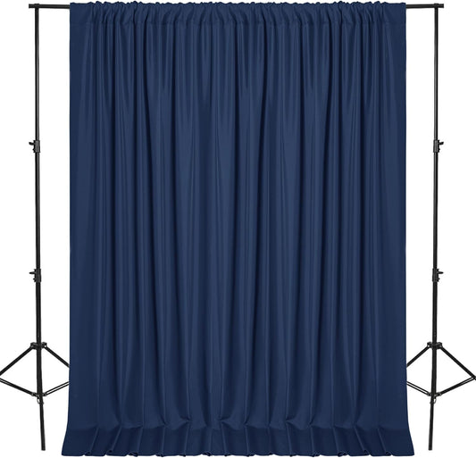 DWCN Backdrop Curtains for Parties, Background Curtains Photography Backdrop Drapes with Rod Pockets for Wedding Decorations Stage Birthday Family Gatherings, 2 Panels 5ft x 10ft, Navy Blue