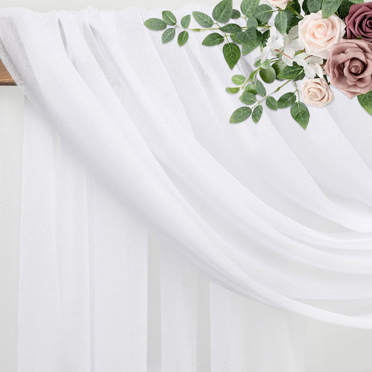 Wedding Arch Draping Fabric 1 Panel 28.7" x 20FT White Sheer Chiffon Backdrop Drapes for Wedding Ceremony Birthday Party Bridal Shower Outdoor Decoration