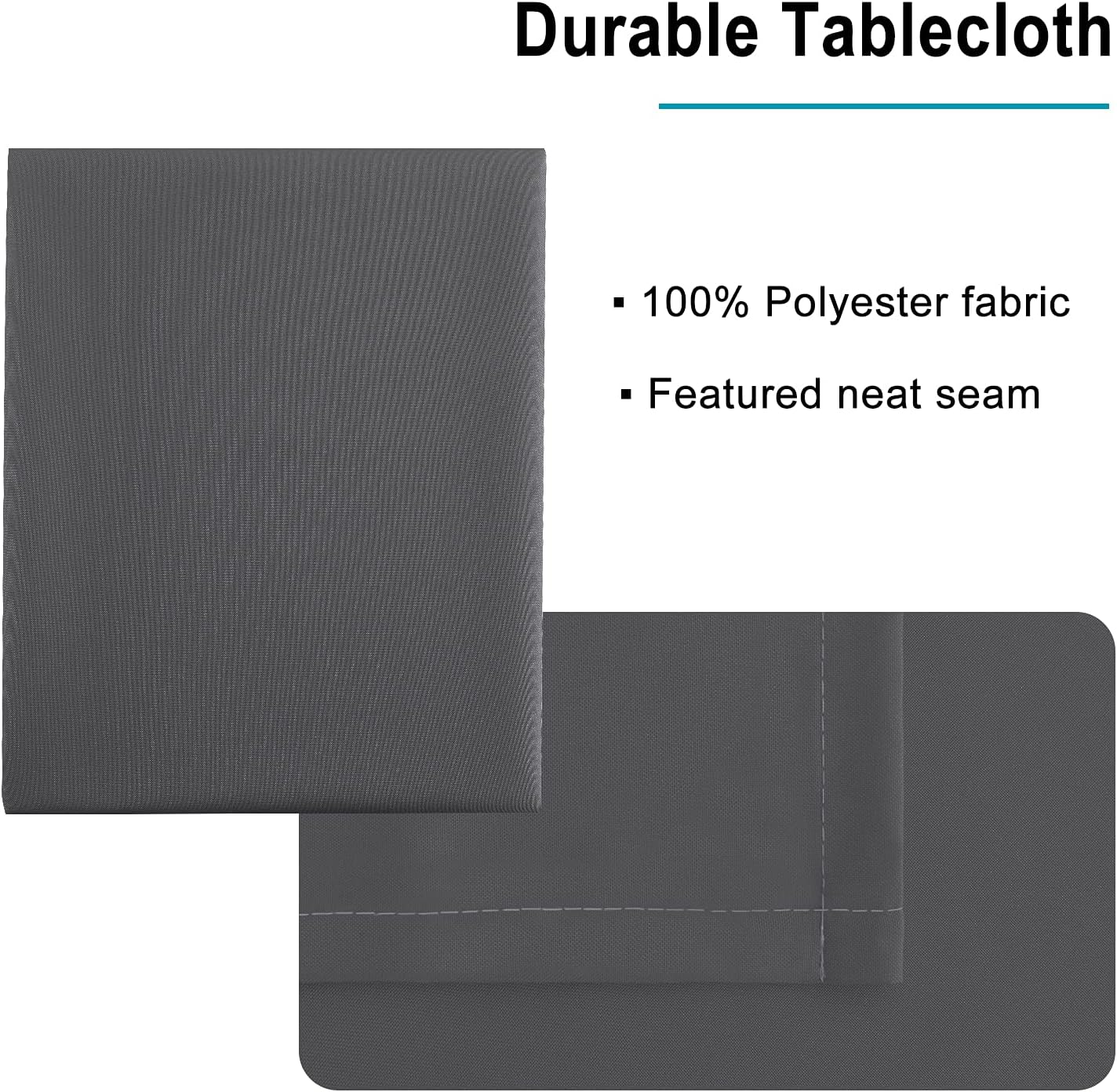 Hiasan Rectangle Tablecloth Grey - Wrinkle Resistant and Waterproof Washable Polyester Fabric Table Cloth for Dining Party and Outdoor Use, 60 x 140 Inch