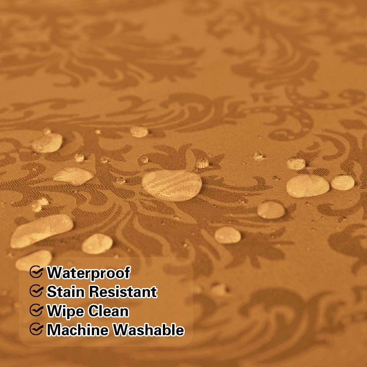 SASTYBALE Fall Tablecloth Rectangle 60 x 84 Inch Spill Proof Stain Resistant Autumn Jacquard Damask Table Cloth, Washable Polyester Table Cover for Thanksgiving, Harvest, Holiday, Brown/Amber