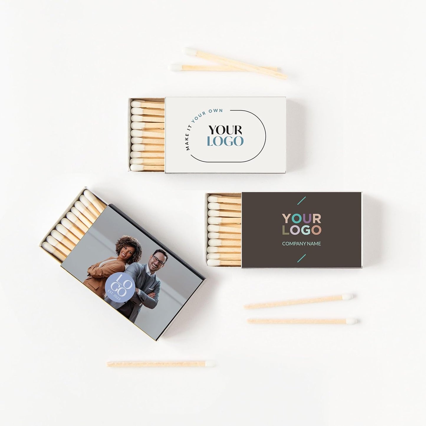 Weddingstar Matchboxes Stickers for Corporate Gift - Your Business Logo - Pack of 50 Pink