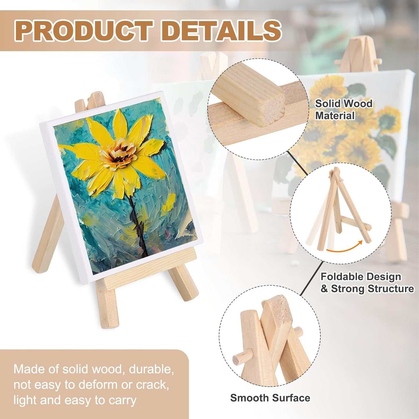 MECCANIXITY Mini Wood Display Easels, 5.9"x3.1"A-Frame Painting Tabletop Easels Holder Stand for Artists Beginners Displaying Small Canvases Art Photos Business Cards(Pack of 12, Wood Color)