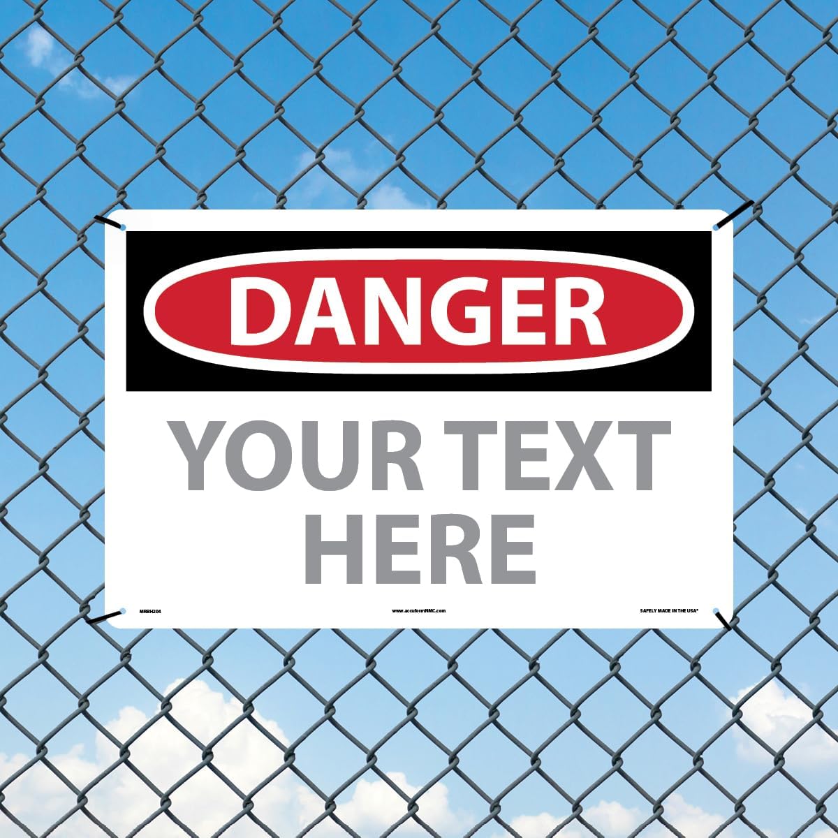 Custom OSHA Style Danger Sign 12" x 18" Aluminum Sign, Customizable "Your Text Here", by AccuformNMC Made in USA