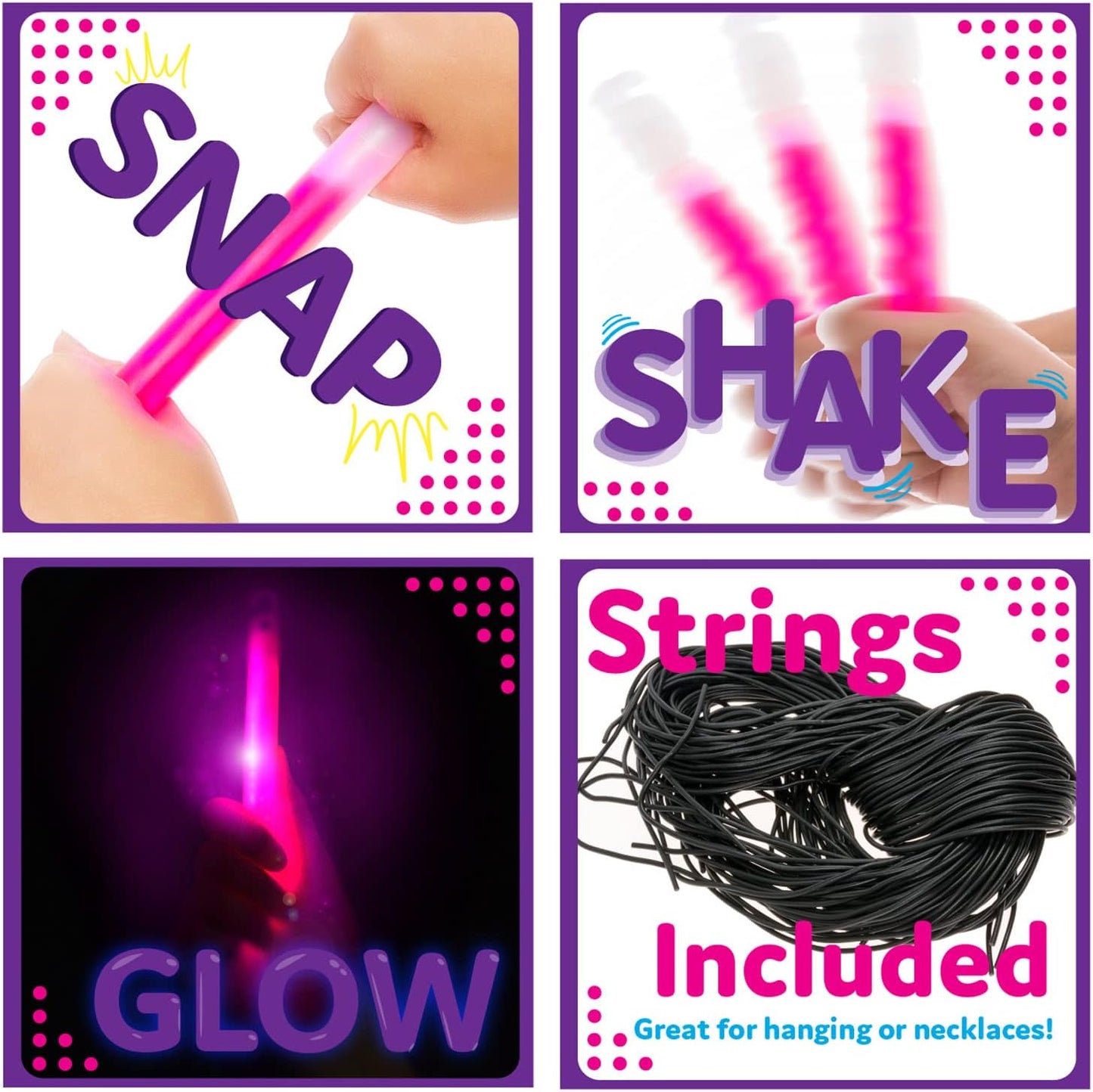 PartySticks Glow Sticks Party Supplies for Kids and Adults (50pk Assorted) - 6 Inch Bulk Glow Light Up Sticks Party Favors, Glow in the Dark Party Decorations, Waterproof Nontoxic Glow Necklaces