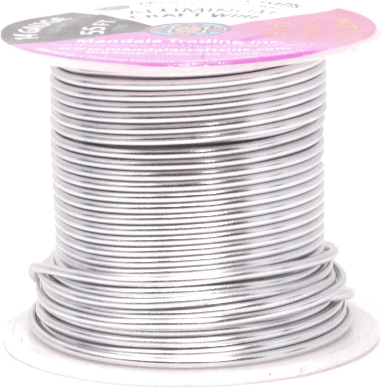 Mandala Crafts 14 Gauge Anodized Aluminum Craft Wire for Jewelry Making – 330 FT Colored Flexible Silver Copper True Blue Brown Red Kelly Green Wire - Bendable for Bonsai Armature Crafting Sculpting