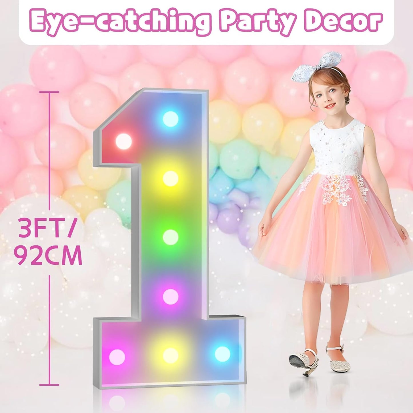 Marquee Numbers 40th-Birthday Decoration: Colorful 3FT Large Light Up 40 Year Old Birthday Decorations Anniversary Backdrop for Boys Girls Cardboard Sign 18 Colors Number 40 Mosaic Balloon Frame