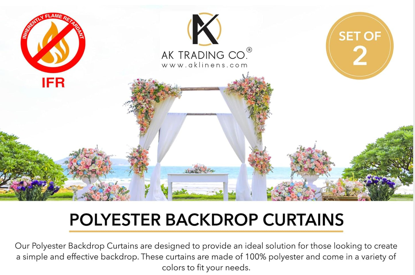 AK TRADING CO. 10 feet x 8 feet IFR Polyester Backdrop Drapes Curtains Panels with Rod Pockets - Wedding Ceremony Party Home Window Decorations - Tiffany