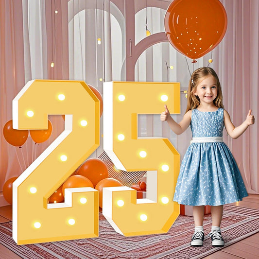 3FT Marquee Numbers 25, Large Light Up Numbers 25th Birthday Decorations for Girls Boys, Cardboard Number for Women Men Anniversary Party Decor Backdrop, DIY Foam Board Mosaic Number Sign