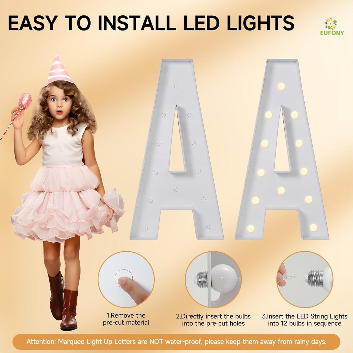 eufony Marquee Letters 4 Feet Tall, 4 FT Marquee Light Up Letters, Giant Light Up Letters 4FT for Birthday Party Quinceañera Baby Shower Gender Reveal Decorations, Letter V with LED Lights DIY Kit